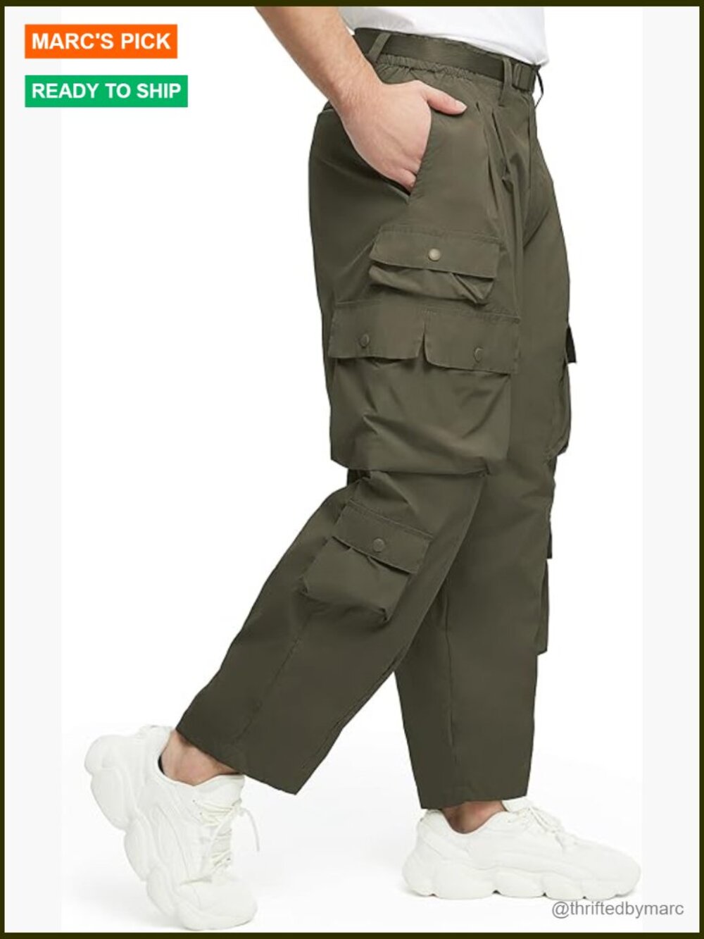 Men's Cargo Pants Elastic Waist Hiking Joggers Lightweight Outdoor Pants - Picture 1 of 7